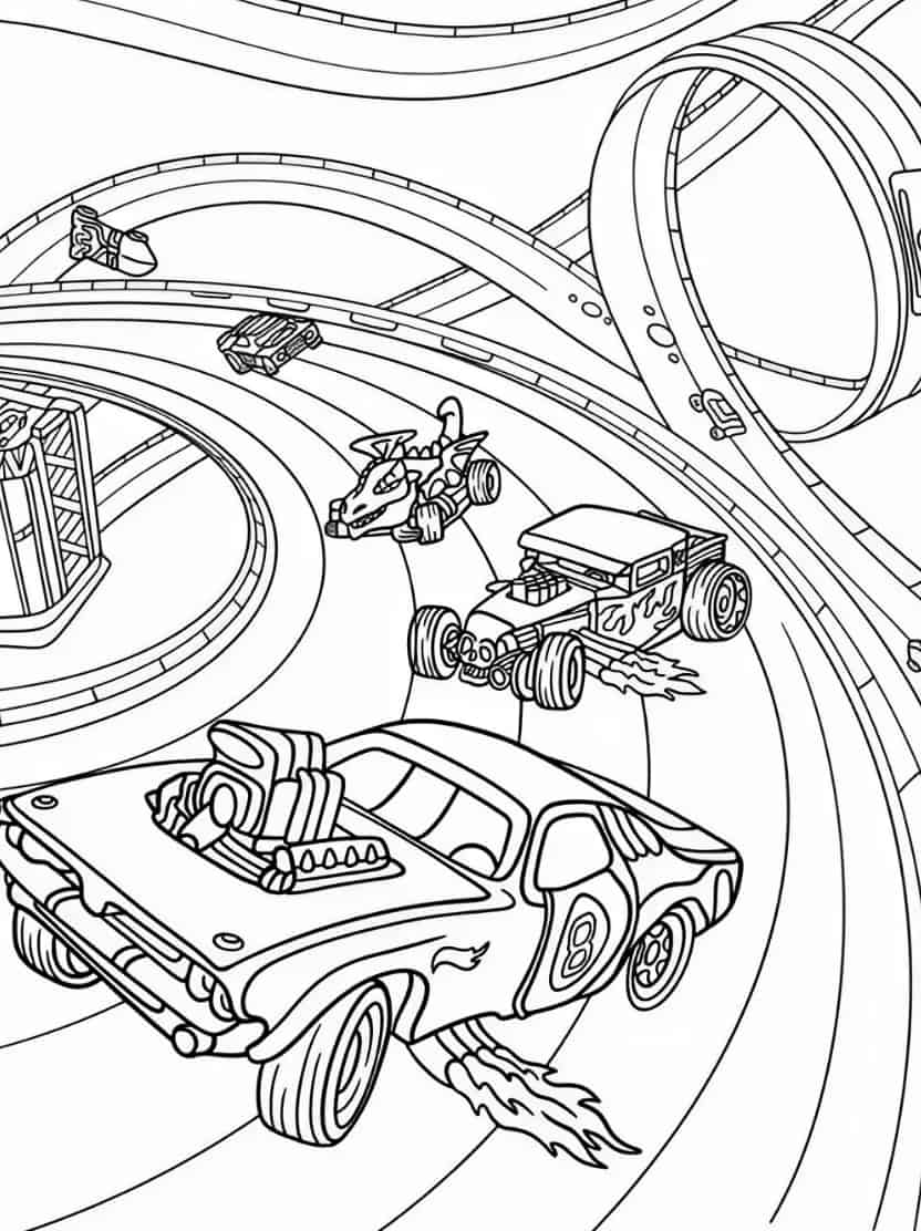 Kleurplaten Raceauto Kronkelend