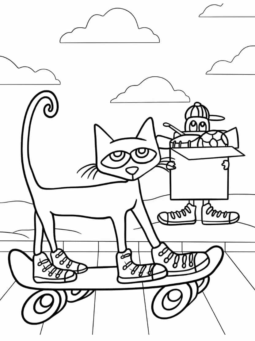 Pete The Cat Op Een Skateboard